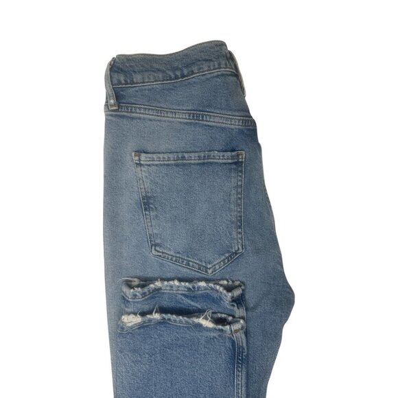 Agolde Riley Long Straight Leg Jeans Size 27 In Cove Wash Faded Denim Distressed - Picture 8 of 15